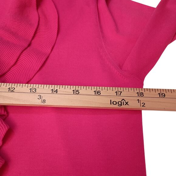 Tory Burch Pink 100% Cotton Open Cardigan Ruffles on Front women's Size Medium - Picture 8 of 8